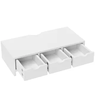 Elevador de Monitor con 3 Cajones para Escritorio PC Portátil 51x24x13 cm Blanco