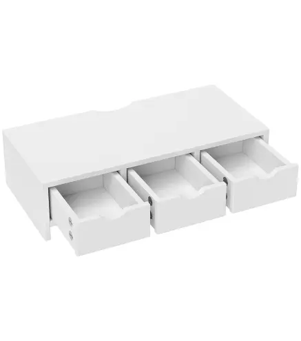 Elevador de Monitor con 3 Cajones para Escritorio PC Portátil 51x24x13 cm Blanco