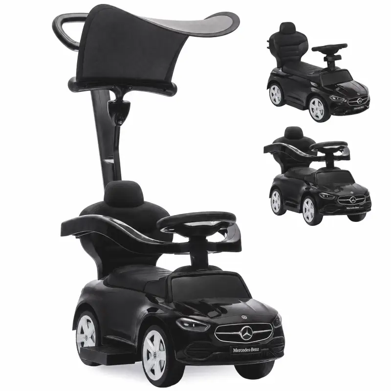 Correpasillos Bebés 3 en 1 Mercedes-Benz con Barra de Empuje Capota Barandilla de Seguridad Música 12-36 Meses Negro Correpasillos Bebés 3 en 1 Mercedes-Benz con Barra de Empuje Capota Barandilla de Seguridad Música 12-36 Meses Negro