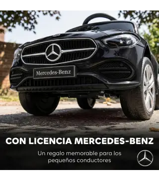 Correpasillos Bebés 3 en 1 Mercedes-Benz con Barra de Empuje Capota Barandilla de Seguridad Música 12-36 Meses Negro