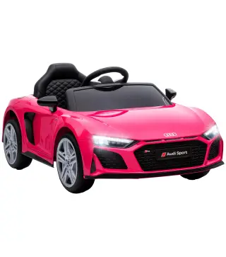 Coche Eléctrico Niños Audi R8 Spyder 12V con Mando a Distancia 2,4 G 2 Motores Arranque Suave Suspensión Trasera Rosa