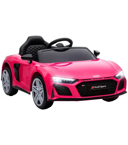 Coche Eléctrico Niños Audi R8 Spyder 12V con Mando a Distancia 2,4 G 2 Motores Arranque Suave Suspensión Trasera Rosa