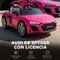Coche Eléctrico Niños Audi R8 Spyder 12V con Mando a Distancia 2,4 G 2 Motores Arranque Suave Suspensión Trasera Rosa Coche Eléctrico Niños Audi R8 Spyder 12V con Mando a Distancia 2,4 G 2 Motores Arranque Suave Suspensión Trasera Rosa