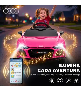 Coche Eléctrico Niños Audi R8 Spyder 12V con Mando a Distancia 2,4 G 2 Motores Arranque Suave Suspensión Trasera Rosa