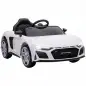 Coche Eléctrico Niños Audi R8 Spyder 12V con Mando a Distancia 2,4 G 2 Motores Arranque Suave Suspensión Trasera Blanco