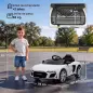 Coche Eléctrico Niños Audi R8 Spyder 12V con Mando a Distancia 2,4 G 2 Motores Arranque Suave Suspensión Trasera Blanco
