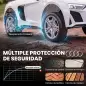 Coche Eléctrico Niños Audi R8 Spyder 12V con Mando a Distancia 2,4 G 2 Motores Arranque Suave Suspensión Trasera Blanco
