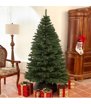 Árbol de Navidad Artificial 180 cm con 1050 Ramas y Base de Acero Plegable Montaje Rápido para Salón Interior Verde