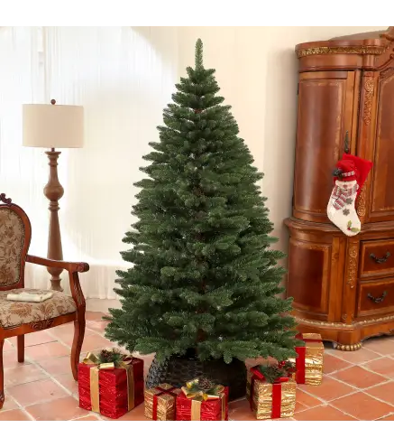 Árbol de Navidad Artificial 180 cm con 1050 Ramas y Base de Acero Plegable Montaje Rápido para Salón Interior Verde