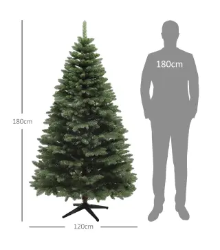 Árbol de Navidad Artificial 180 cm con 1050 Ramas y Base de Acero Plegable Montaje Rápido para Salón Interior Verde