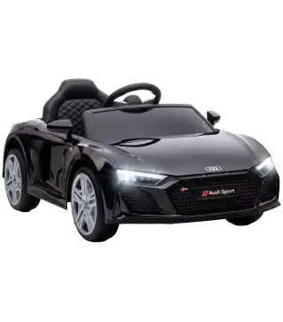 Coche Eléctrico Niños Audi R8 Spyder 12V con Mando a Distancia 2,4 G 2 Motores Arranque Suave Suspensión Trasera Negro