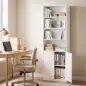 Librería Alta y Estrecha de 6 Niveles con 4 Compartimentos Abiertos Estante Ajustable Cierres Magnéticos Blanco Librería Alta y Estrecha de 6 Niveles con 4 Compartimentos Abiertos Estante Ajustable Cierres Magnéticos Blanco