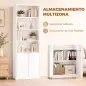 Librería Alta y Estrecha de 6 Niveles con 4 Compartimentos Abiertos Estante Ajustable Cierres Magnéticos Blanco Librería Alta y Estrecha de 6 Niveles con 4 Compartimentos Abiertos Estante Ajustable Cierres Magnéticos Blanco
