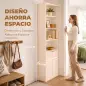 Librería Alta y Estrecha de 6 Niveles con 4 Compartimentos Abiertos Estante Ajustable Cierres Magnéticos Blanco Librería Alta y Estrecha de 6 Niveles con 4 Compartimentos Abiertos Estante Ajustable Cierres Magnéticos Blanco