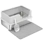 Arenero para Gatos de Acero Inoxidable XL Caja de Arena para Gatos Borde Alto Pala Cepillo Gancho Gris Claro Arenero para Gatos de Acero Inoxidable XL Caja de Arena para Gatos Borde Alto Pala Cepillo Gancho Gris Claro