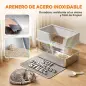 Arenero para Gatos de Acero Inoxidable XL Caja de Arena para Gatos Borde Alto Pala Cepillo Gancho Gris Claro Arenero para Gatos de Acero Inoxidable XL Caja de Arena para Gatos Borde Alto Pala Cepillo Gancho Gris Claro