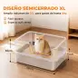 Arenero para Gatos de Acero Inoxidable XL Caja de Arena para Gatos Borde Alto Pala Cepillo Gancho Gris Claro Arenero para Gatos de Acero Inoxidable XL Caja de Arena para Gatos Borde Alto Pala Cepillo Gancho Gris Claro