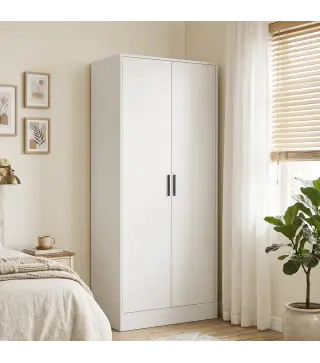 Armario Dormitorio Moderno Armario Ropero con Barra para Colgar Estantes 70x37x164 cm para Salón Entrada Blanco