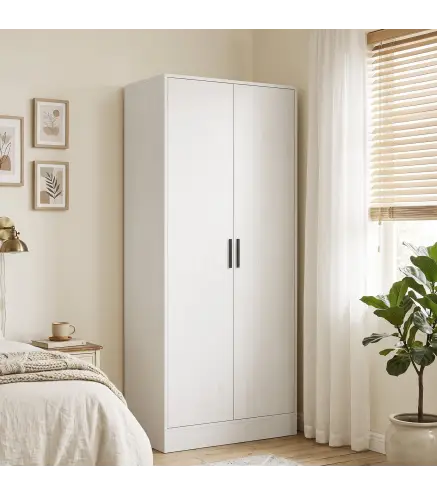 Armario Dormitorio Moderno Armario Ropero con Barra para Colgar Estantes 70x37x164 cm para Salón Entrada Blanco
