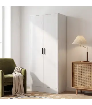 Armario Dormitorio Moderno Armario Ropero con Barra para Colgar Estantes 70x37x164 cm para Salón Entrada Blanco