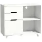 Mueble para Impresora con Ruedas 3 Cajones Barra Ajustable 2 Estantes Abiertos y Asas para Documentos Tamaño A4 Blanco Mueble para Impresora con Ruedas 3 Cajones Barra Ajustable 2 Estantes Abiertos y Asas para Documentos Tamaño A4 Blanco