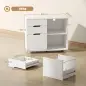 Mueble para Impresora con Ruedas 3 Cajones Barra Ajustable 2 Estantes Abiertos y Asas para Documentos Tamaño A4 Blanco Mueble para Impresora con Ruedas 3 Cajones Barra Ajustable 2 Estantes Abiertos y Asas para Documentos Tamaño A4 Blanco