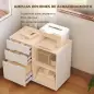 Mueble para Impresora con Ruedas 3 Cajones Barra Ajustable 2 Estantes Abiertos y Asas para Documentos Tamaño A4 Blanco Mueble para Impresora con Ruedas 3 Cajones Barra Ajustable 2 Estantes Abiertos y Asas para Documentos Tamaño A4 Blanco