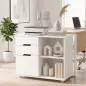 Mueble para Impresora con Ruedas 3 Cajones Barra Ajustable 2 Estantes Abiertos y Asas para Documentos Tamaño A4 Blanco Mueble para Impresora con Ruedas 3 Cajones Barra Ajustable 2 Estantes Abiertos y Asas para Documentos Tamaño A4 Blanco