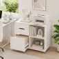 Mueble para Impresora con Ruedas 3 Cajones Barra Ajustable 2 Estantes Abiertos y Asas para Documentos Tamaño A4 Blanco Mueble para Impresora con Ruedas 3 Cajones Barra Ajustable 2 Estantes Abiertos y Asas para Documentos Tamaño A4 Blanco