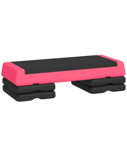 Step de Aeróbic Step para Fitness Antideslizante Altura Regulable 3 Niveles 77x36x20,5cm Rosa y Negro