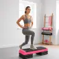 Step de Aeróbic para Fitness Antideslizante con Altura Regulable en 3 Niveles 77x36x20,5 cm Rosa y Negro