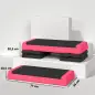 Step de Aeróbic para Fitness Antideslizante con Altura Regulable en 3 Niveles 77x36x20,5 cm Rosa y Negro