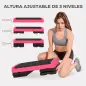Step de Aeróbic para Fitness Antideslizante con Altura Regulable en 3 Niveles 77x36x20,5 cm Rosa y Negro