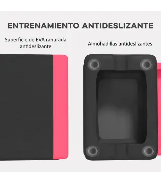 Step de Aeróbic Step para Fitness Antideslizante Altura Regulable 3 Niveles 77x36x20,5cm Rosa y Negro