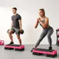 Step de Aeróbic para Fitness Antideslizante con Altura Regulable en 3 Niveles 77x36x20,5 cm Rosa y Negro
