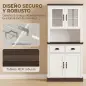 Alacena de Cocina Alta con Puertas de Cristal 2 Cajones Estantes Ajustables Compartimento Abierto 80x38x170 cm Blanco