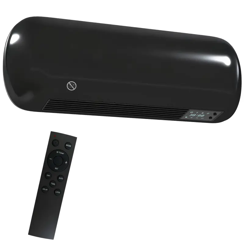 Calefactor Eléctrico de Pared 2000W con 3 Modos Pantalla LED Termostato Temporizador y Oscilación Negro