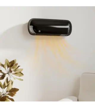 Calefactor Eléctrico de Pared 2000W con 3 Modos Pantalla LED Termostato Temporizador y Oscilación Negro