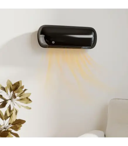 Calefactor Eléctrico de Pared 2000W con 3 Modos Pantalla LED Termostato Temporizador y Oscilación Negro