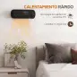 Calefactor Eléctrico de Pared 2000W con 3 Modos Pantalla LED Termostato Temporizador y Oscilación Negro