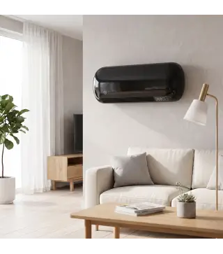 Calefactor Eléctrico de Pared 2000W con 3 Modos Pantalla LED Termostato Temporizador y Oscilación Negro