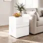 Juego de 2 Mesitas de Noche Estrechas Mesillas de Noche Dormitorio con 2 Cajones Frentes de Alto Brillo Blanco Juego de 2 Mesitas de Noche Estrechas Mesillas de Noche Dormitorio con 2 Cajones Frentes de Alto Brillo Blanco