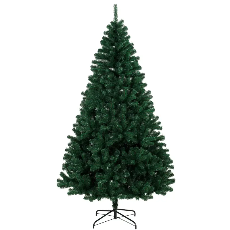 Árbol de Navidad de Abeto 230 cm con Ramas Articuladas 1300 Puntas de PVC Ignífugo Montaje Rápido Soporte de Acero Verde