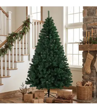Árbol de Navidad de Abeto 230 cm con Ramas Articuladas 1300 Puntas de PVC Ignífugo Montaje Rápido Soporte de Acero Verde