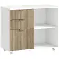 Mueble para Impresora con Ruedas 3 Cajones Barra Ajustable 2 Estantes Abiertos para Documentos Tamaño A4 Blanco y Roble Mueble para Impresora con Ruedas 3 Cajones Barra Ajustable 2 Estantes Abiertos para Documentos Tamaño A4 Blanco y Roble