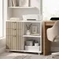 Mueble para Impresora con Ruedas 3 Cajones Barra Ajustable 2 Estantes Abiertos para Documentos Tamaño A4 Blanco y Roble Mueble para Impresora con Ruedas 3 Cajones Barra Ajustable 2 Estantes Abiertos para Documentos Tamaño A4 Blanco y Roble