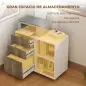 Mueble para Impresora con Ruedas 3 Cajones Barra Ajustable 2 Estantes Abiertos para Documentos Tamaño A4 Blanco y Roble Mueble para Impresora con Ruedas 3 Cajones Barra Ajustable 2 Estantes Abiertos para Documentos Tamaño A4 Blanco y Roble