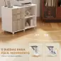 Mueble para Impresora con Ruedas 3 Cajones Barra Ajustable 2 Estantes Abiertos para Documentos Tamaño A4 Blanco y Roble Mueble para Impresora con Ruedas 3 Cajones Barra Ajustable 2 Estantes Abiertos para Documentos Tamaño A4 Blanco y Roble