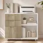 Mueble para Impresora con Ruedas 3 Cajones Barra Ajustable 2 Estantes Abiertos para Documentos Tamaño A4 Blanco y Roble Mueble para Impresora con Ruedas 3 Cajones Barra Ajustable 2 Estantes Abiertos para Documentos Tamaño A4 Blanco y Roble