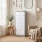 Cómoda de 6 Cajones Cajonera Alta para Dormitorio con Antivuelco 40x40x110 cm Gris Claro y Blanco Cómoda de 6 Cajones Cajonera Alta para Dormitorio con Antivuelco 40x40x110 cm Gris Claro y Blanco